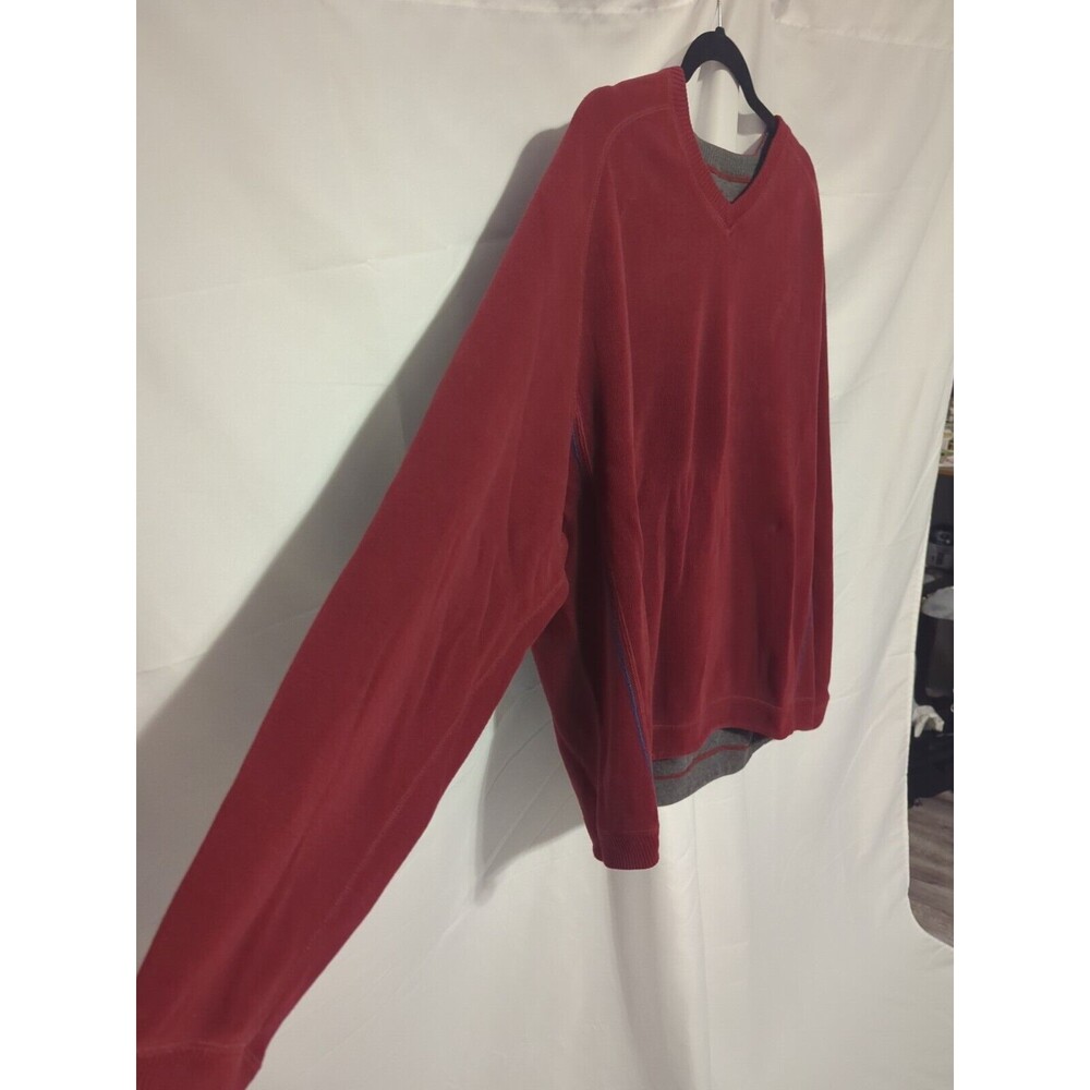 Tommy Bahama Men’s Sweater Solid Burgundy Red Cotton V Neck XL Read Description - Picture 2 of 13